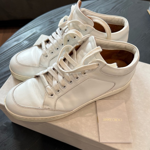 Jimmy Choo Miami White Leather Logo Tag Nneakers - Picture 7 of 16